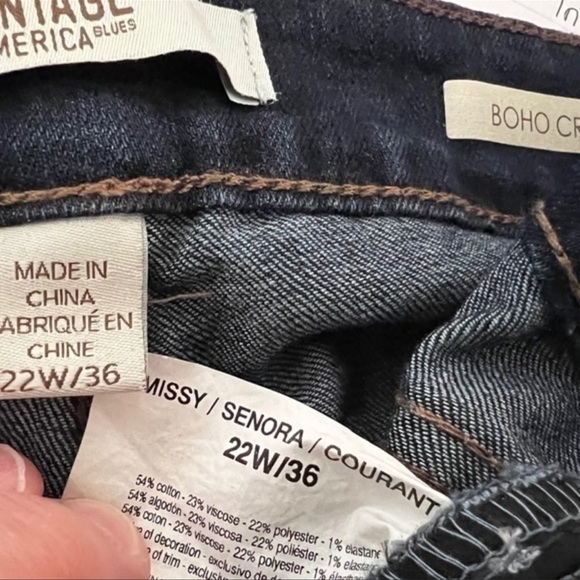 Vintage America Blues Plus size 22 boho crop  dark wash - Picture 7 of 8
